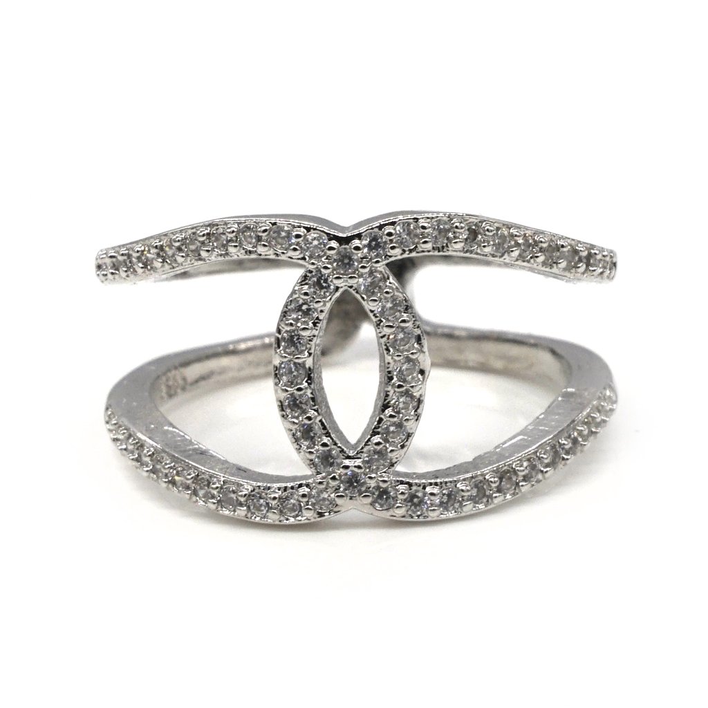 Silver Ring With Rhinestone.